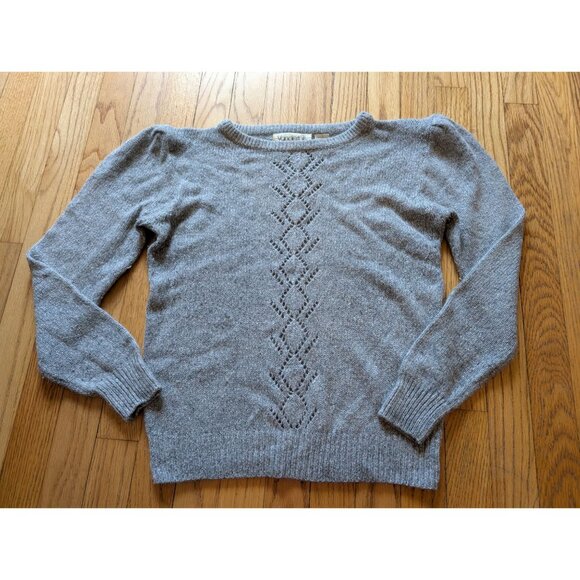 Vintage Vanderbilt Womens Gray Knit Sweater With Diamond Lace Detail Large - Picture 3 of 4